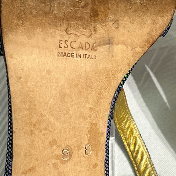 ESCADA Vintage Metallic Rainbow Strappy Heels - size 9B - Picture 7 of 13